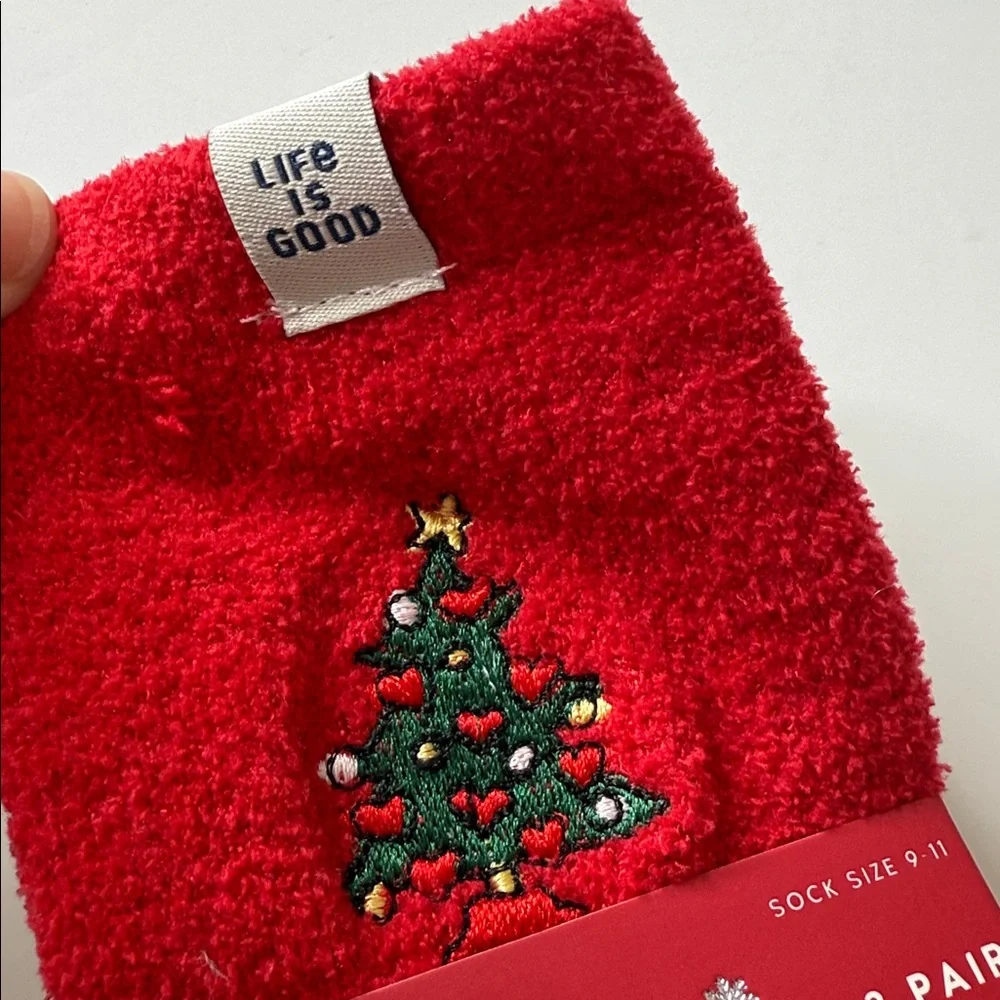Life is Good Fuzzy Christmas Socks 3 Pairs